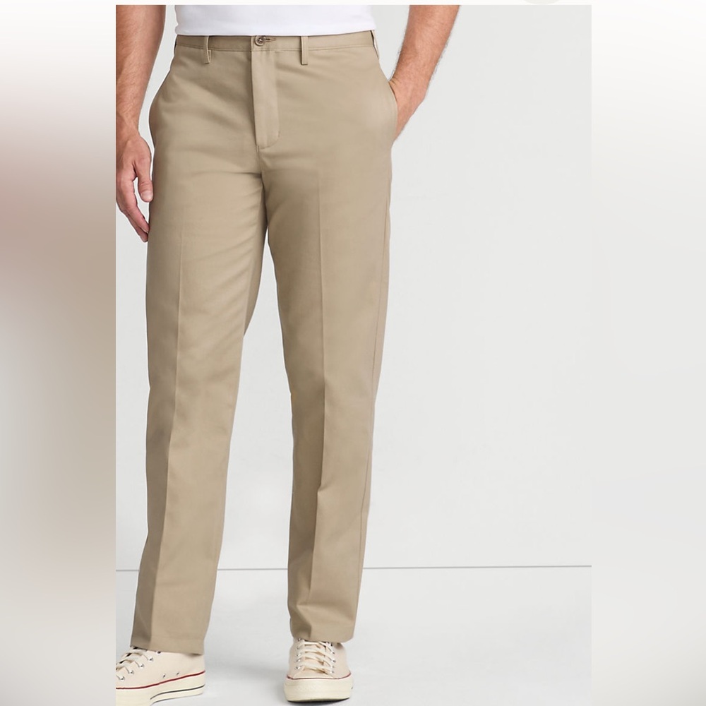 Lands End Size 35  L 30” Traditional Fit Plain Front Chino Pant 10% Cotton
